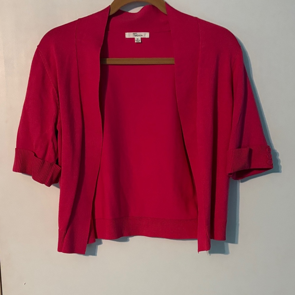 Bright Pink Open-Front Cardigan